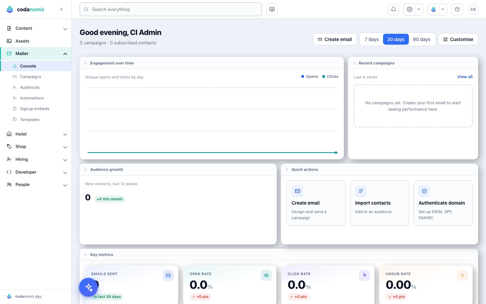 The mailer console