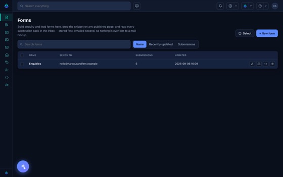 The builder: fields, types and the validation that goes with each